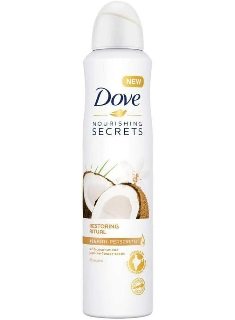Dove Antiperspirant Aerosol Coconut And Jasmine Flower 250ml - Image 1